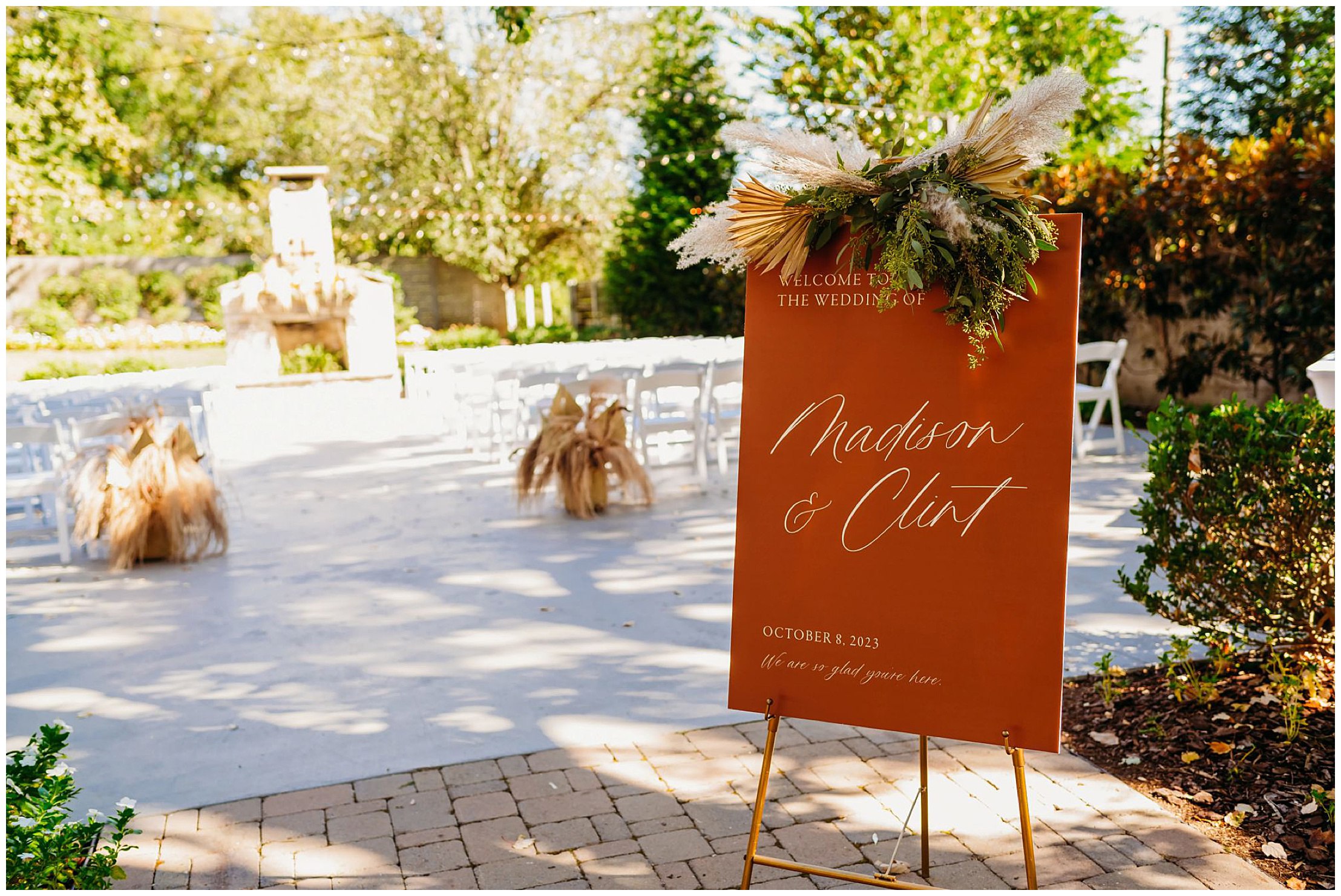 photo of wedding signage welcoming guests to the wedding at The Venue Chattanooga